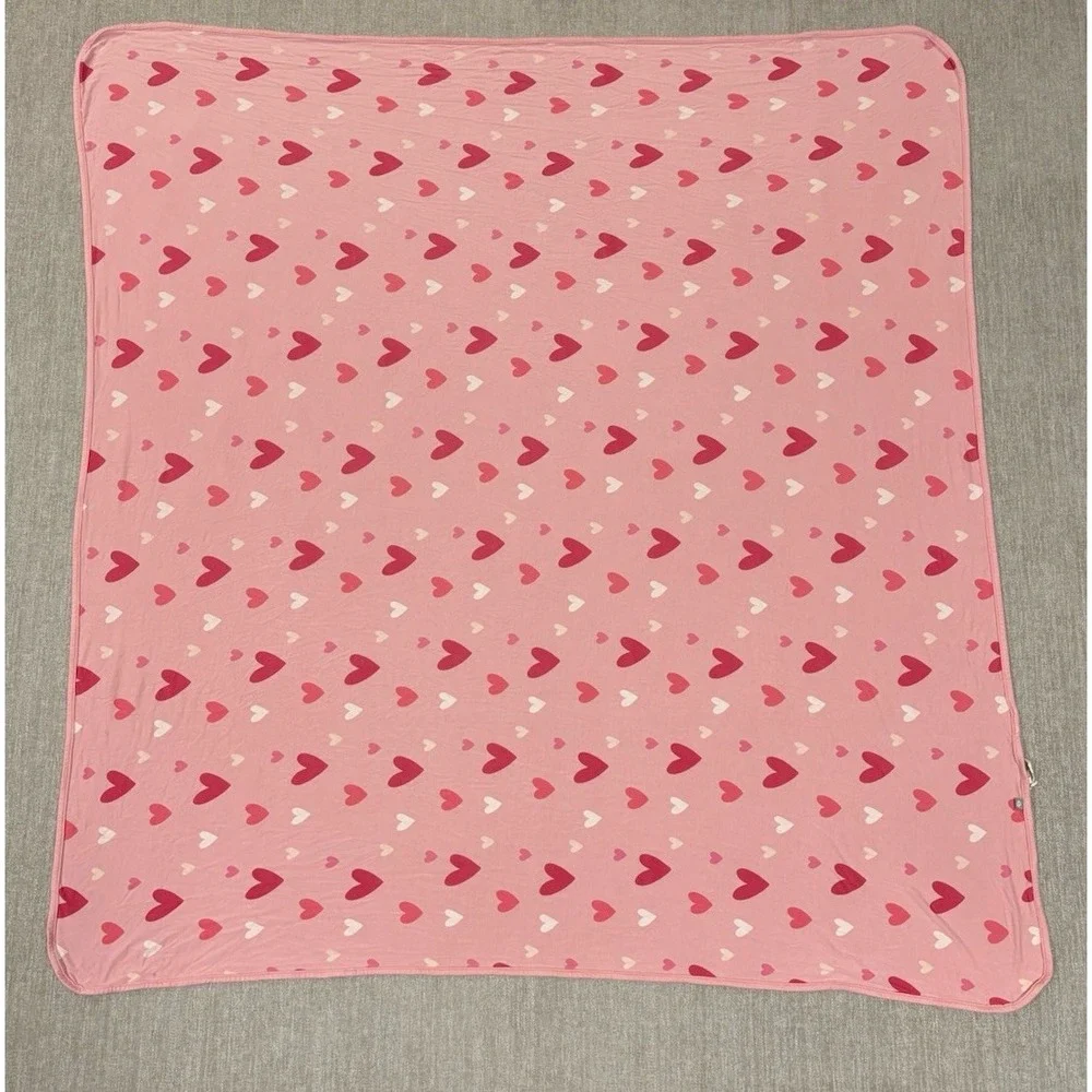 Kyte Baby Toddler Blanket In Crepe Hearts Bamboo Soft Pink